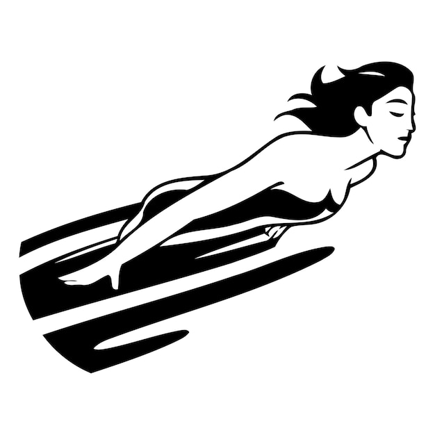 Vector woman swimming in the pool vector illustration in a flat style