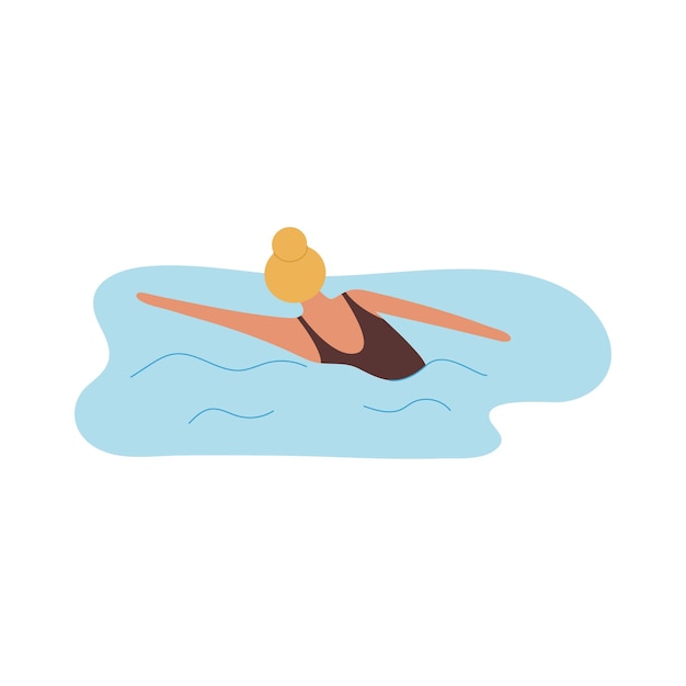 海やプールで泳ぐ女性