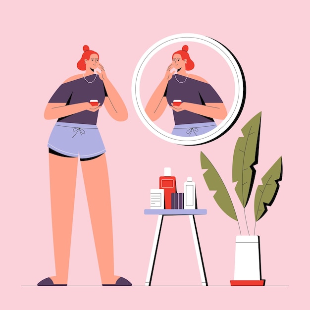 woman take care of face skin