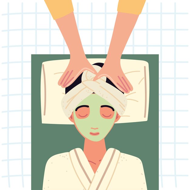 woman takes a facial massage