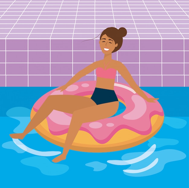 woman taking sun in the pool