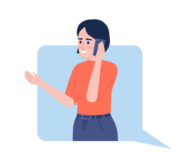 Vector woman talking on phone flat concept vector illustration