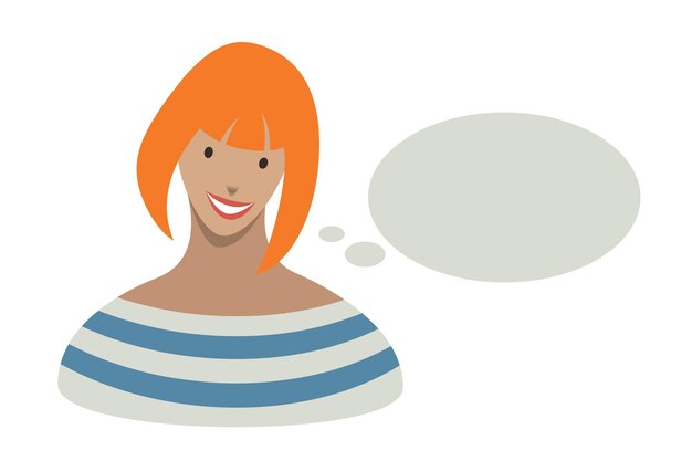 Vector woman talking speaking flat illustration