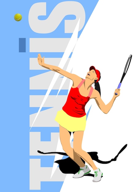 Woman Tennis players Colored Vector