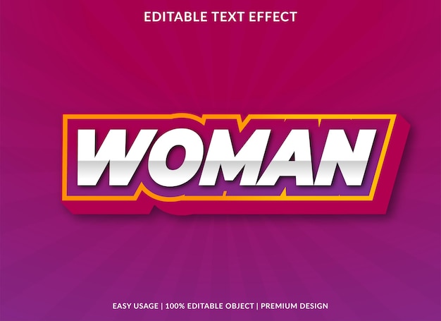 woman text effect template with abstract and premium vector