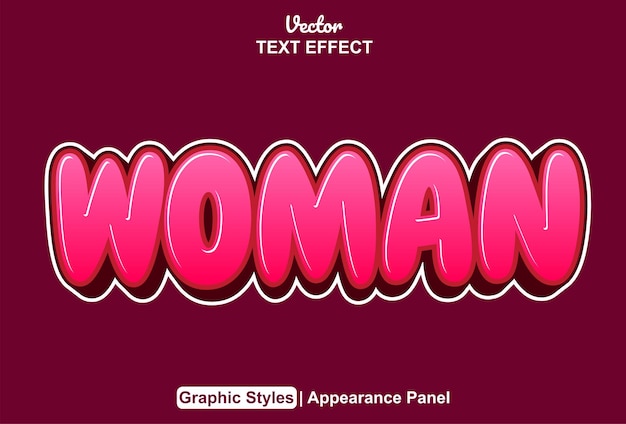 Woman text effect with graphic style and editable