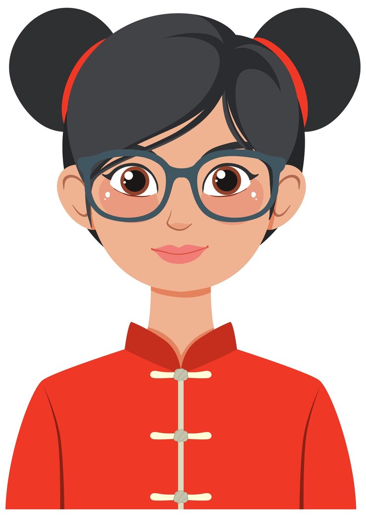 Vector woman in traditional costume with glasses