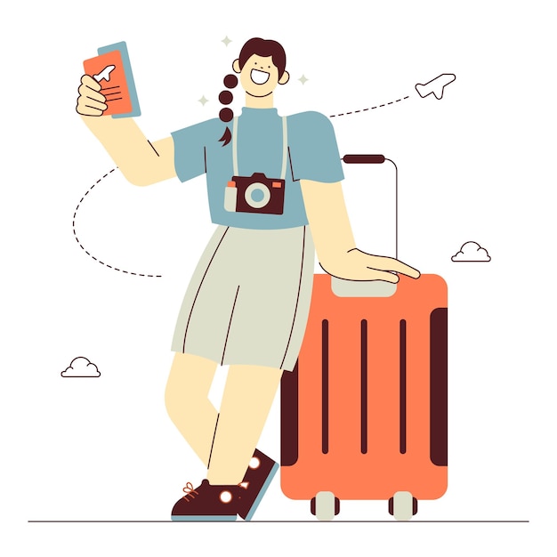 Vector woman traveling illustration