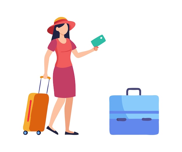 Woman Traveling with Suitcase