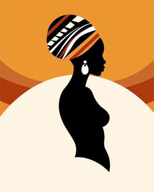 Vector a woman in a turban with a striped headband and a white background.