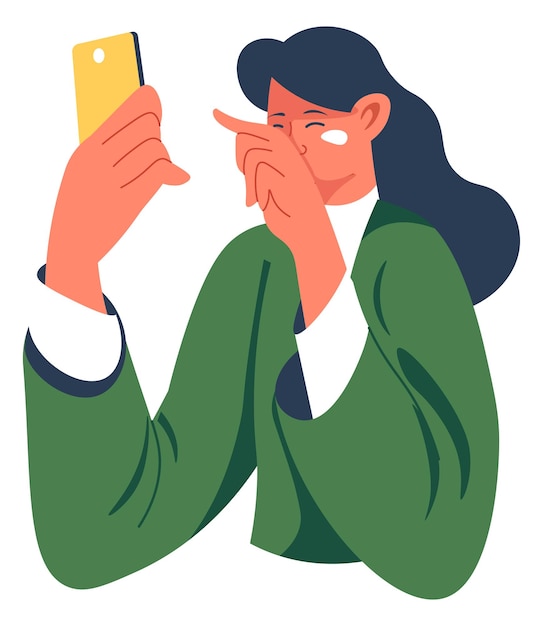 Vector woman using smartphone girl with mobile phone