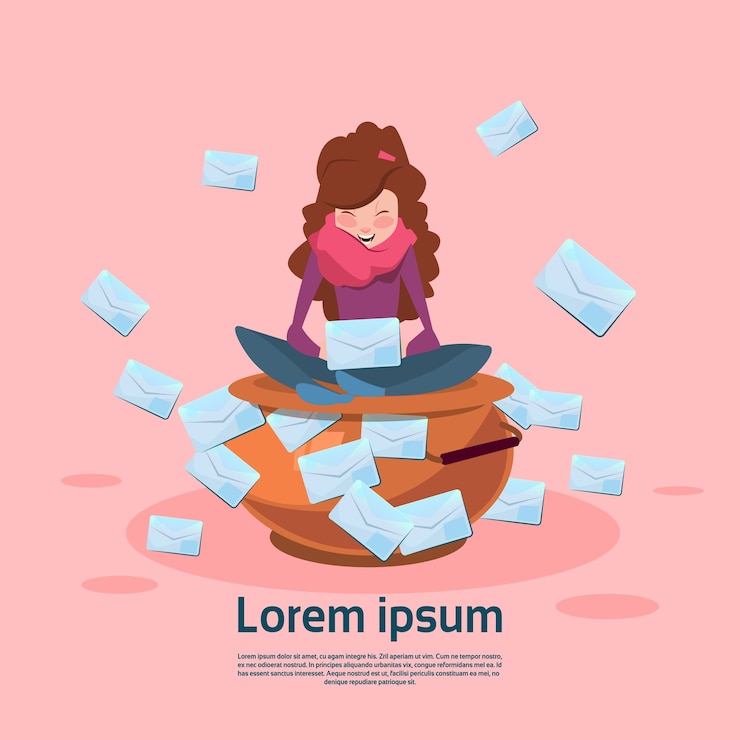 Vector woman using tablet 