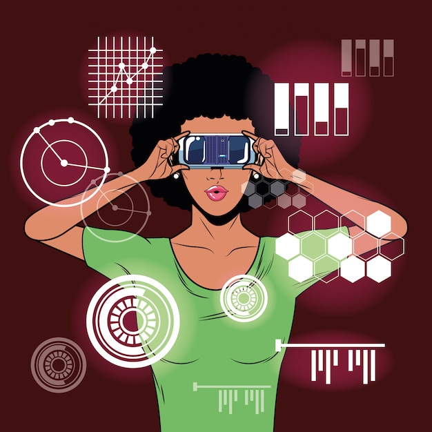 woman using virtual reality glasses