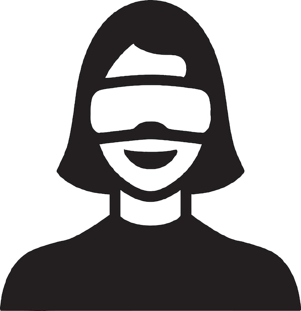 VR ヘッドセットのロゴデザインのベクトルのアイコンを使用している女性