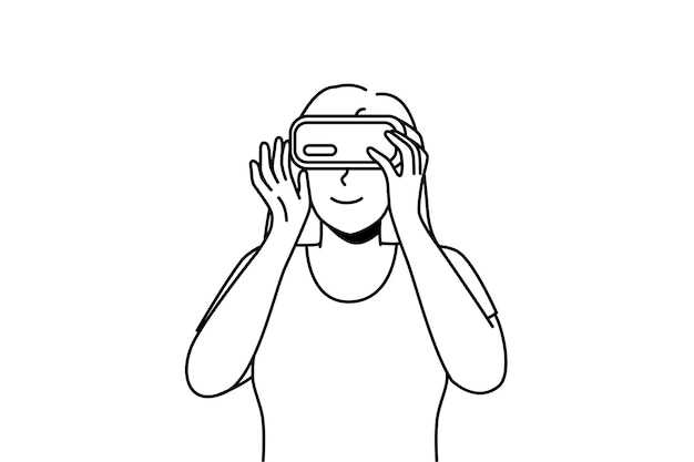 Woman in VR glasses enjoy modern technology