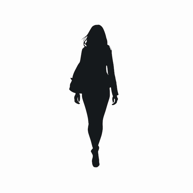 Vector woman walking silhouette vector illustration