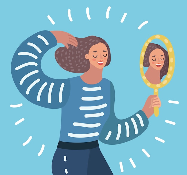 Vector woman watching a mirror