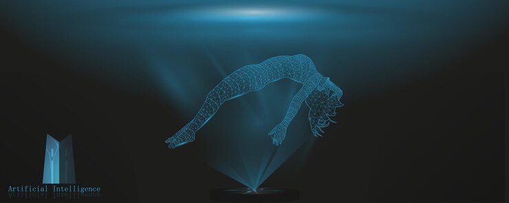 Vector a woman in water hologram artificial intelligence