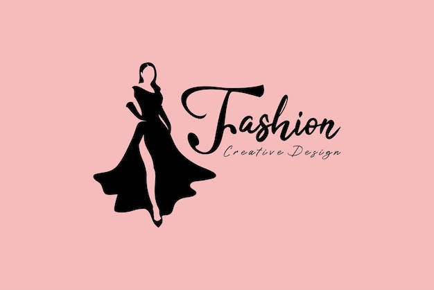 Vector woman in waving dress for logo design of women's clothing boutique shop fashion wedding dresses