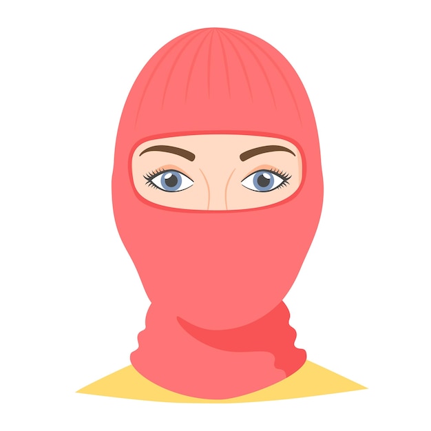 Woman wearing balaclava helmet worm headgear for cold weather facial mask for the whole head