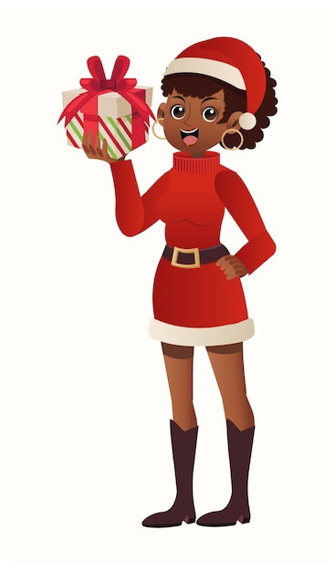 Vector woman wearing a christmas costume