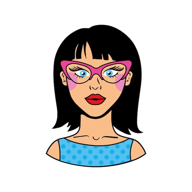 Woman wearing glasses pop art style icon