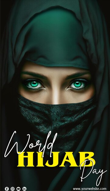 Vector woman wearing hijab world hijab day