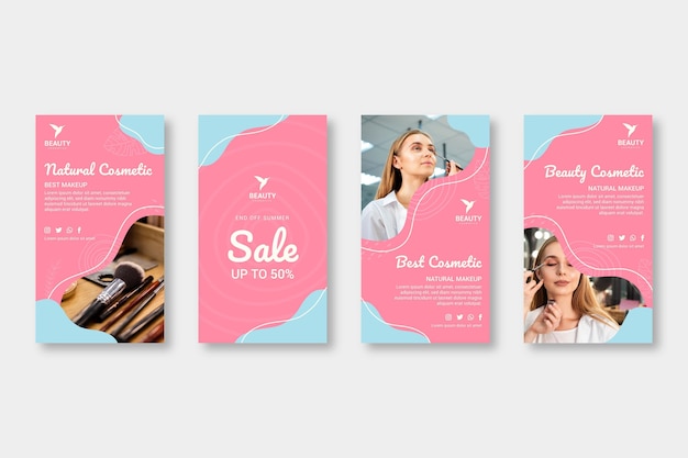 Vector woman wearing make-up instagram stories template