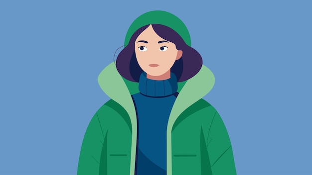 Vector a woman wearing a stylish and functional jacket made from recycled plastic bottles staying warm and