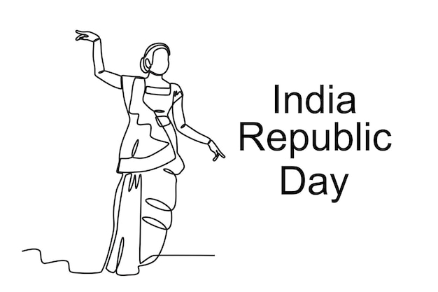 A woman wearing traditional indian clothing indian republic day oneline drawing