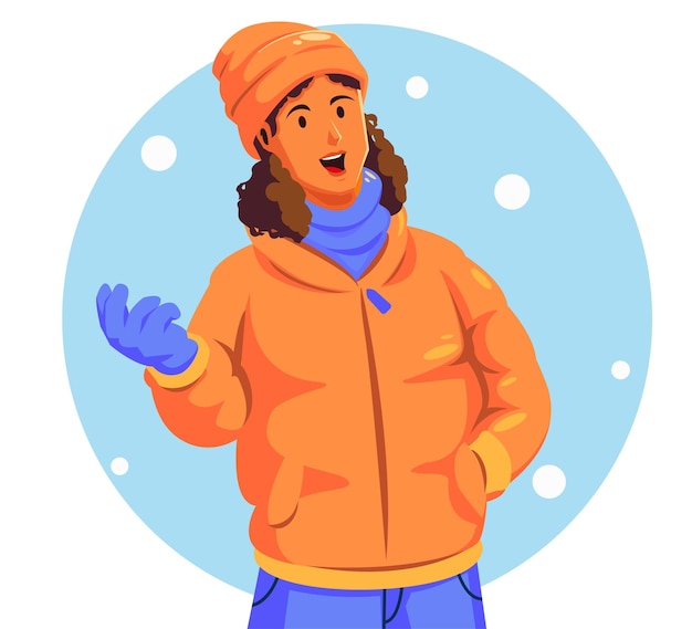 Vector woman wearing winter clothes wearing warm clothing