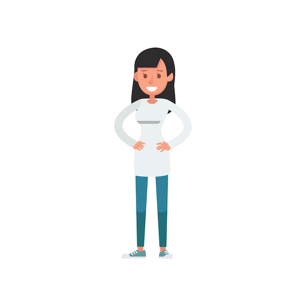 Vector a woman in a white coat with a white shirt on it