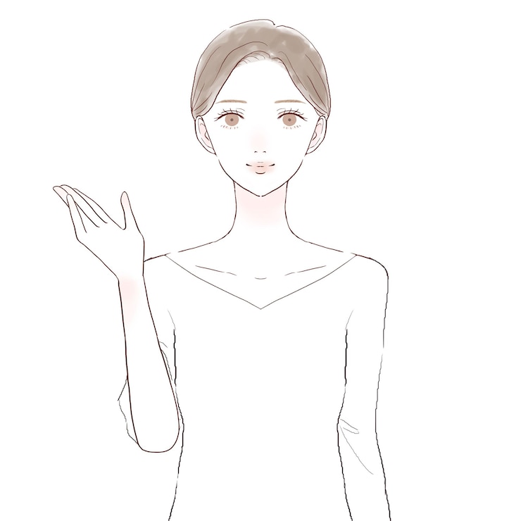 Vector 案内している女性。白い背景に。