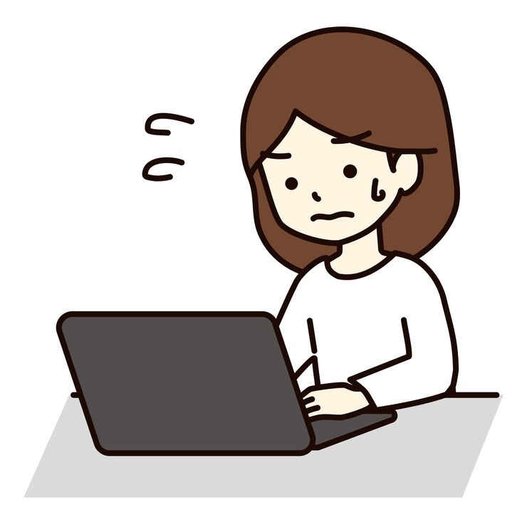 Vector a woman who uses a laptop with a busy look