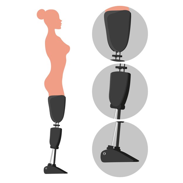 Vector woman with amputated legs zoom