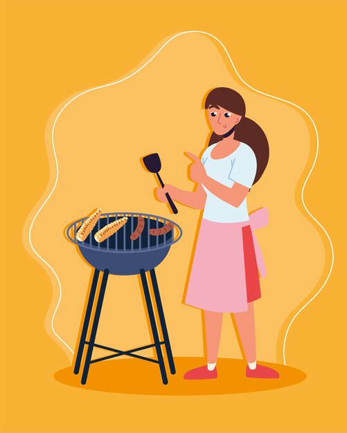 Woman with barbecue meat