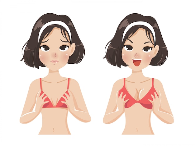 Premium Vector  Woman with big breast and small breast