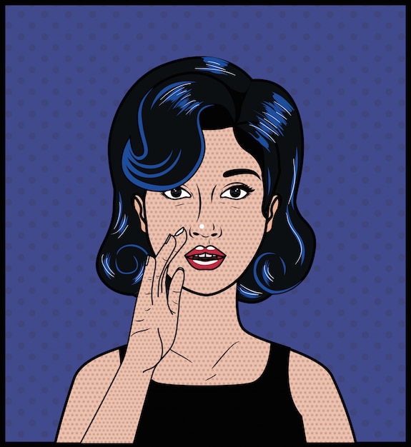 Woman with black hair pop art style