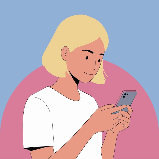 スマートフォンを使っている金の女性