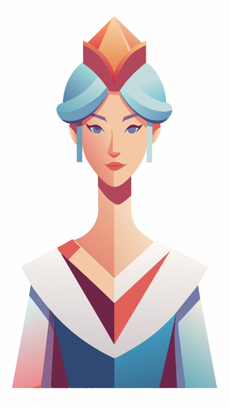 Vector a woman with a blue hat on her head