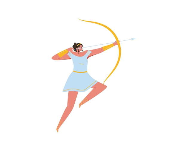 женщина с луком и стрелой аватар персонаж векторной иллюстрации дизайн