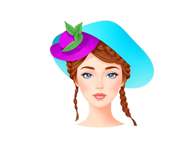 Woman with braid hairstyle wearing hat vector AI_Generated
