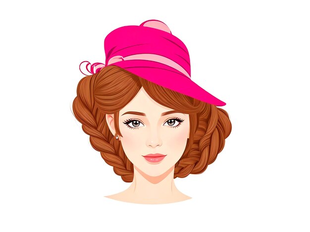 Woman with braid hairstyle wearing hat vector AI_Generated