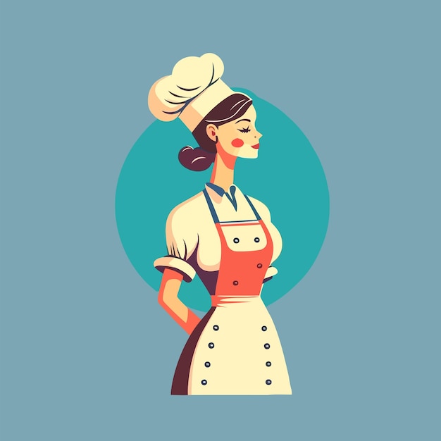 Woman with chef hat and apron vector illustration