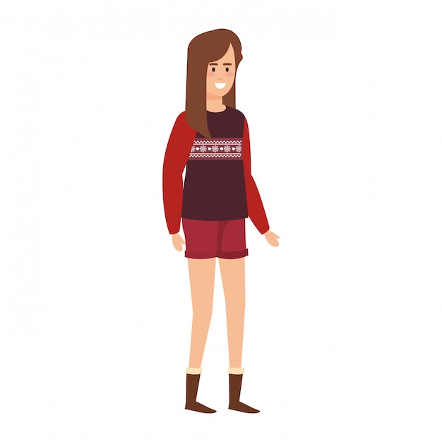 Vector woman with christmas sweater