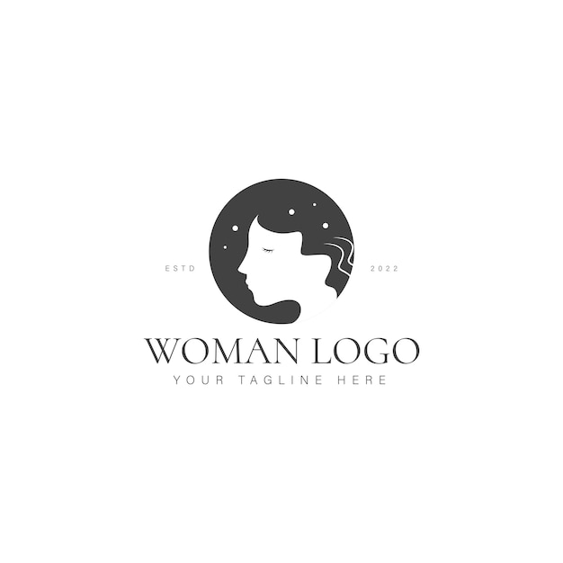 サークルロゴデザインアイコンイラストを持つ女性
