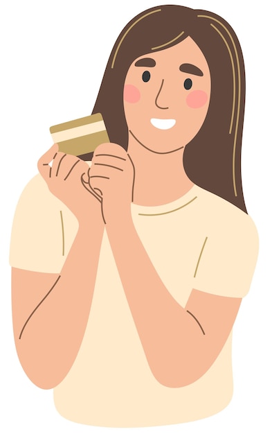 A woman with a credit card in her hands