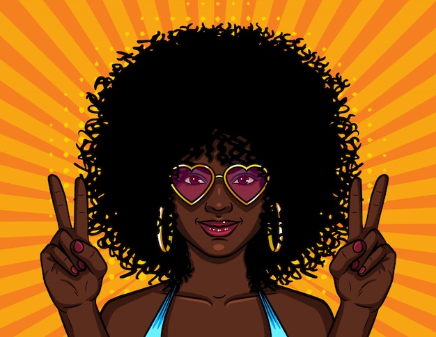 Vector woman with curly afro hairstyle