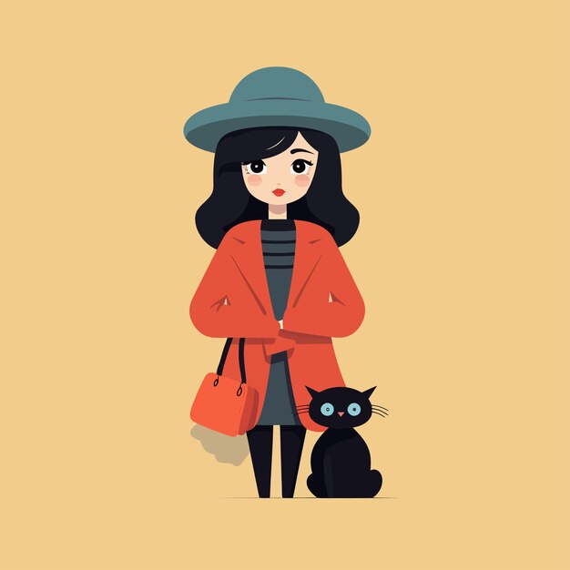 woman with cute cat