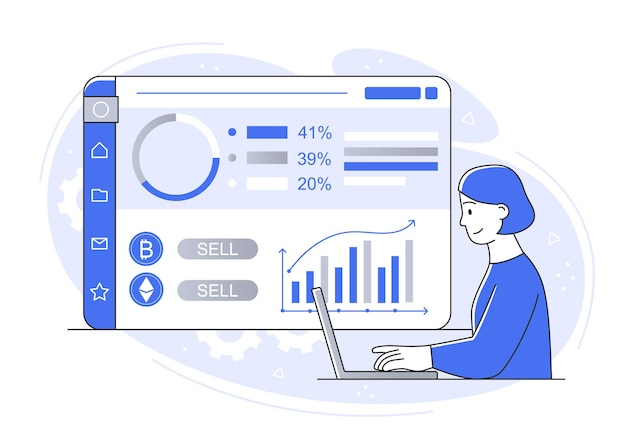 Vector woman with dashboard